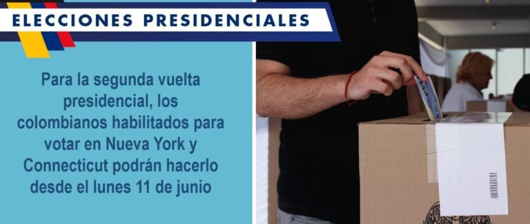 Para la segunda vuelta presidencial: Colombianos habilitados para votar en NY y CT podrán hacerlo desde el 11 de junio