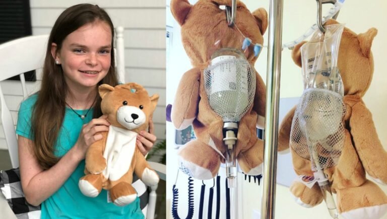 Niña crea osito de peluche para esconder medicamentos intravenosos