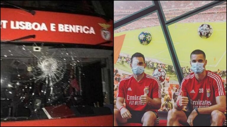 Dos jugadores Benfica, trasladados al hospital tras ser apedreado su autobús