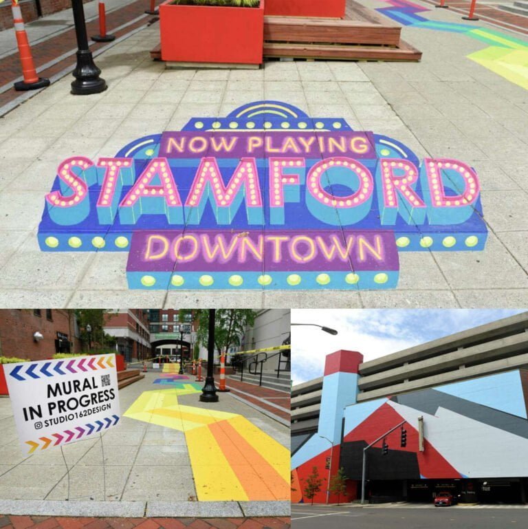 Pintan coloridos murales para embellecer Stamford