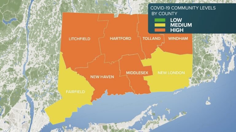 Ahora seis condados de CT tienen niveles altos de COVID-19