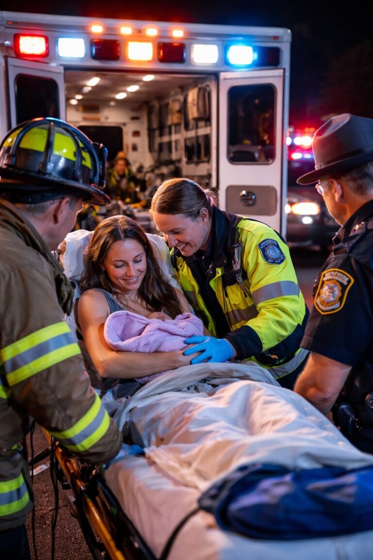 Madre da a luz en una rampa de salida de la autopista I-84