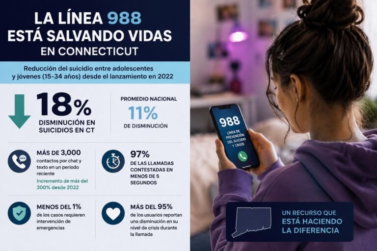Línea “988” reduce un 18% el suicidio entre adolescentes y jóvenes en CT